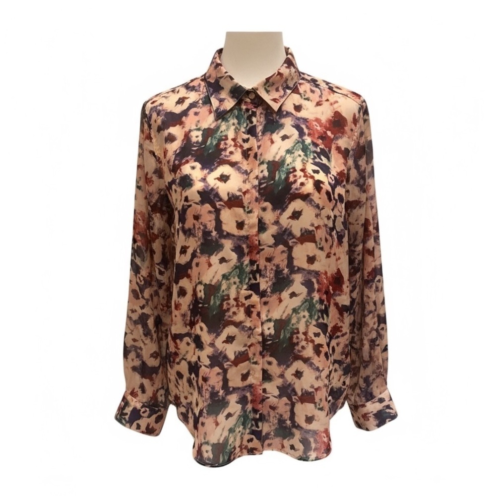 LAUREN RALPH LAUREN BUTTON DOWN SHIRT WOMEN’S KRISTY PRINT ARTSY OFFICE XL